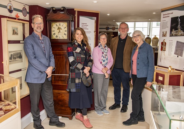 Whit and Kim Hanks in the Athelstan Museum with volunteers Susan Mockler, vice-chair of trustees,  trustee Tony McAleavey and Sharon Nolan, chair of the museum trustees