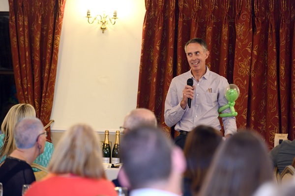 Phil Duffell, speaking at the fundraising dinner organised by Fiona Scott, of Scott Media, to mark her 15th anniversary in business.