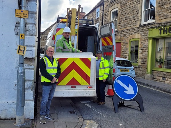 Cllr Steve Dâ€™Arcy, chair of the policy and resources committee on Malmesbury Town Council, who joined the CCTV installation team